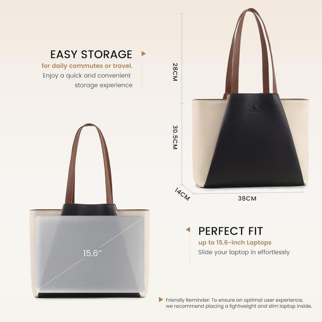 Detalle de LOVEVOOK sac à main/cabas pour ordinateur portable 15,6" avec housse intégrée