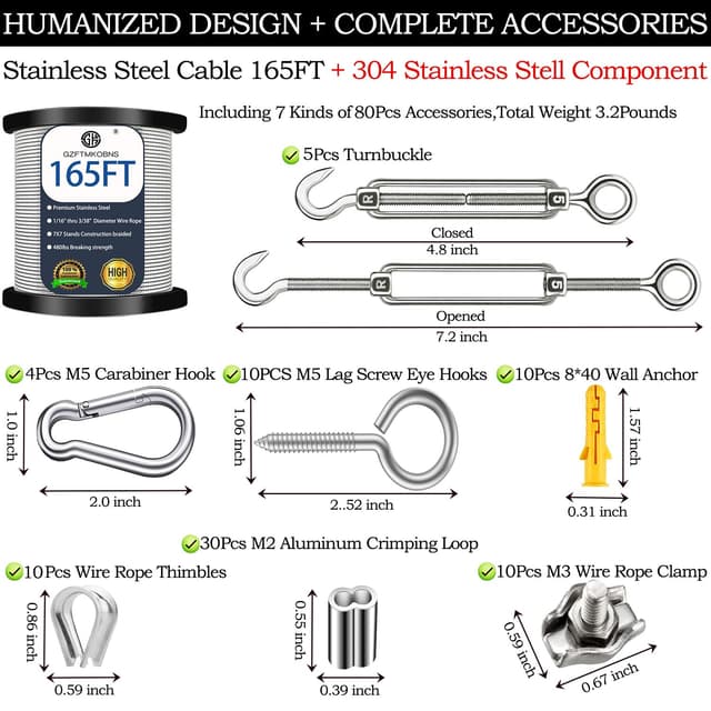 Thumbnail 5 de Kit Traliccio 50m cavo acciaio inox 304 2mm