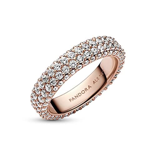 Detalle de Pandora Timeless Anillo doble pavé oro rosa 14K, talla 54 💍