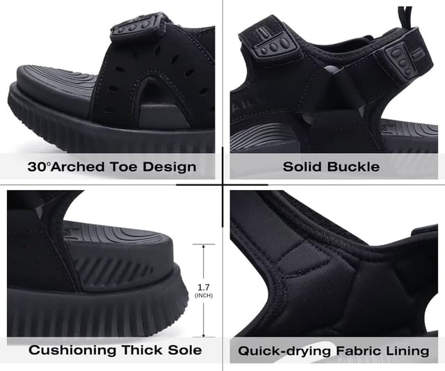 Detalle de KuaiLu Mens Arch Support Sandals for 1.2in heel cup