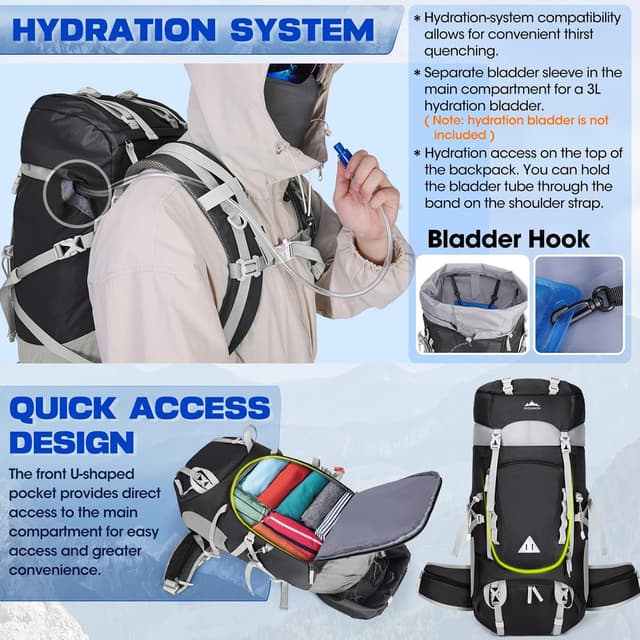 Thumbnail 4 de IGOLUMON Wanderrucksack 60L Trekkingrucksack