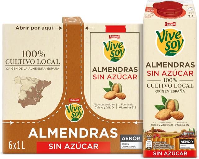 Detalle de Vivesoy Bebida Vegetal de Avena Sin Azúcar 100% Cultivo Local (Pack 6 x 1L)