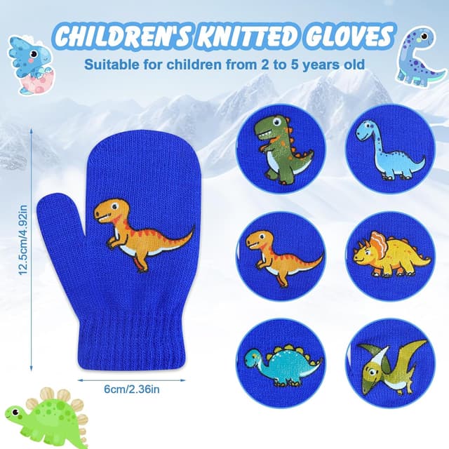 Thumbnail 1 de QKURT Toddler Knitted Mittens for 2–5 Years 6 Pairs