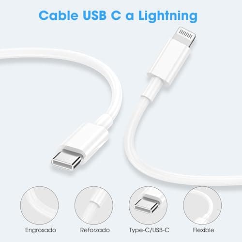 Detalle de BSTOEM Cable USB-C a Lightning (2 unidades 1 m + 2 m) con Power Delivery hasta 27W