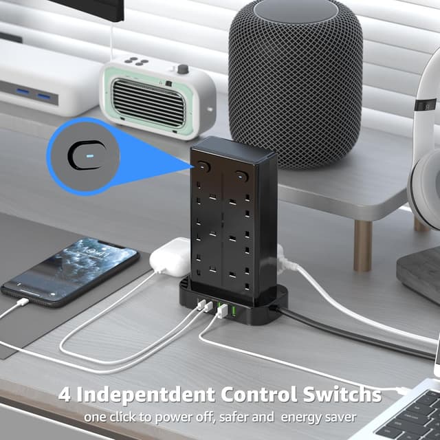 Thumbnail 5 de Tower Extension Lead with USB C Slots 1.8m