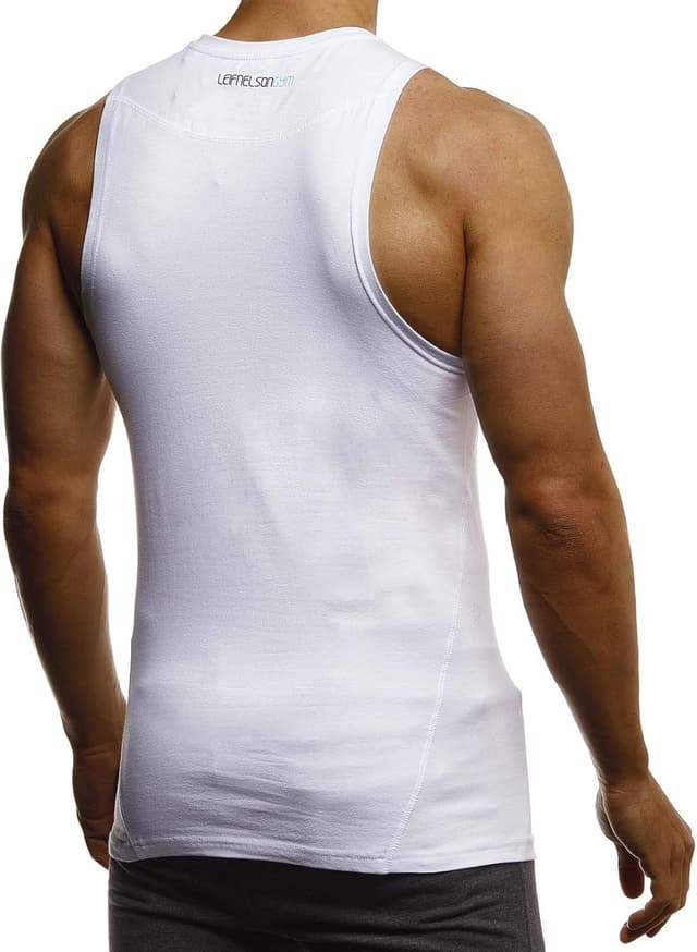Detalle de Leif Nelson Sport LN-8283 canotta fitness da uomo in cotone