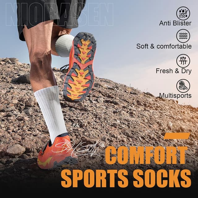Thumbnail 1 de Niorasen 6 Pairs Mens Cushioned Sports Socks