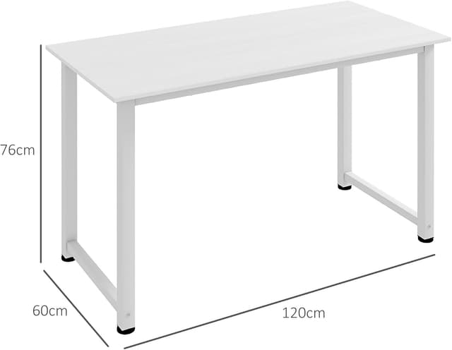 Detalle de Table multifonction HOMCOM pour ordinateur, plateau XXL en blanc (120 x 60 x 76 cm)