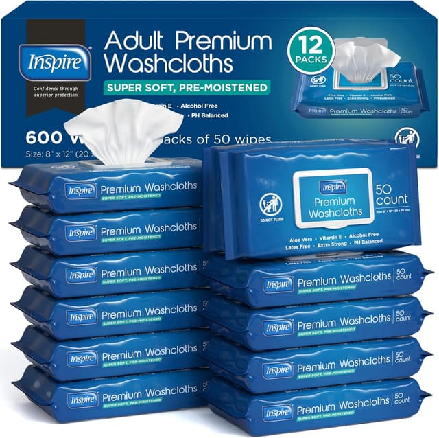 Imagen de Inspire Adult Wet Wipes 8 x 12, 12-Pack en OfertitasTOP