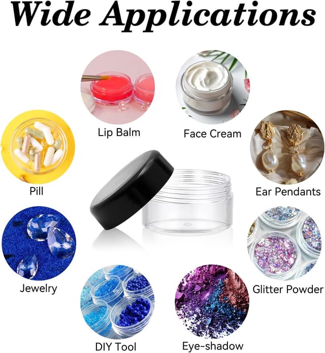 Thumbnail 6 de GAUATO 12 Stück Mini Cremedosen 5 ml (PET) mit Deckel – transparente Tiegel zum Befüllen