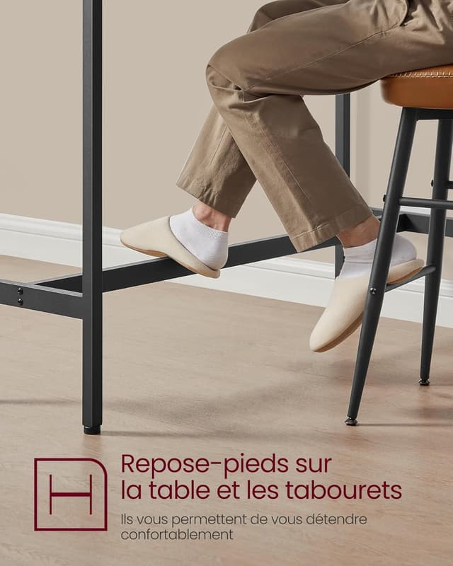 Thumbnail 5 de VASAGLE Tavolo da Bar Rettangolare Stretto LBT010B73, 40 x 100 x 90 cm bianco vintage e nero inchiostro