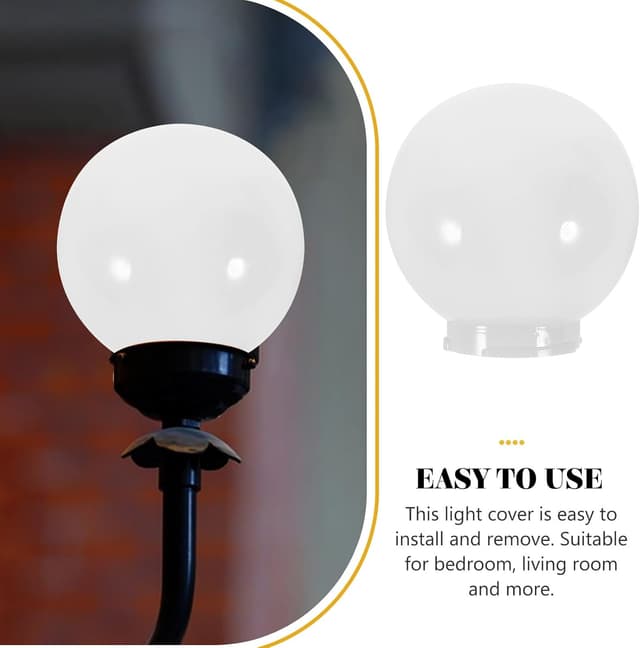 Thumbnail 6 de HOMSFOU Kugellampenschirm aus Acryl (6 Zoll) – milchweiß für Pfostenleuchte als Ersatz