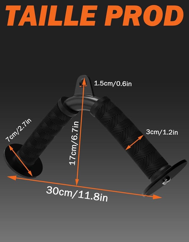 Detalle 2 de Fitarc Barre V Triceps pour poulie (accessoire pour machine à câbles) avec poignées antidérapantes en caoutchouc, charge max 180 kg