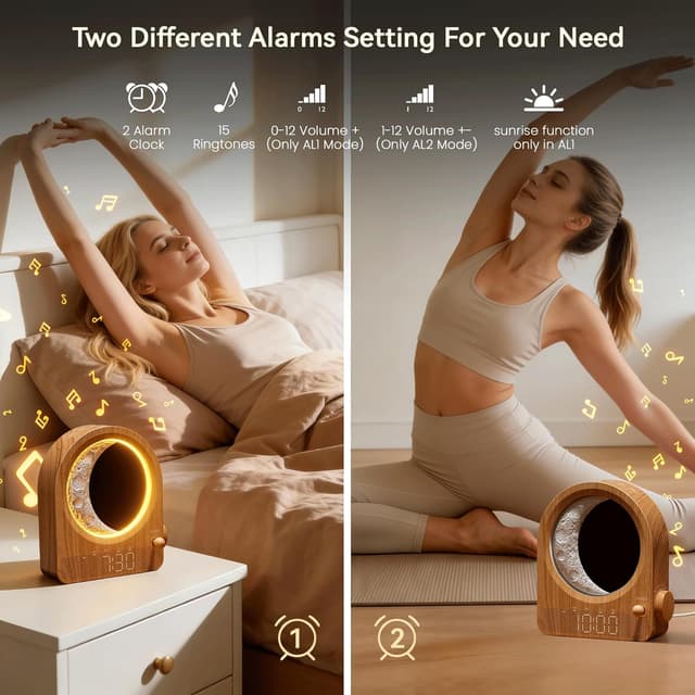 Detalle de blonbar Sunrise Alarm Clock Wake-up Light with Meteor Night Light and 10 Natural Sounds