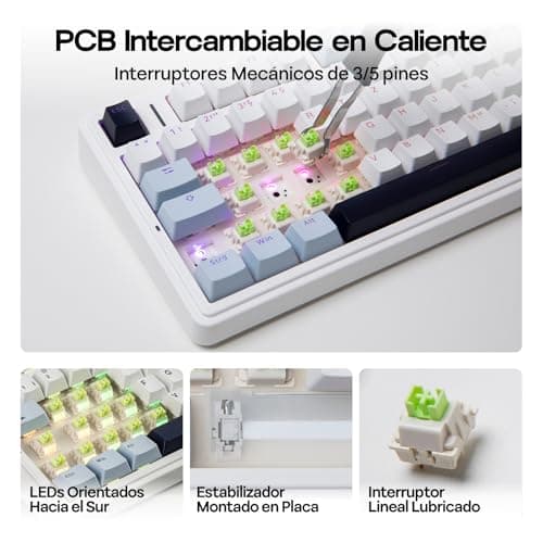 Thumbnail 6 de EPOMAKER Aula F75 ISO-ES (75%) teclado mecánico inalámbrico 3 modos con perilla, RGB y hot-swap