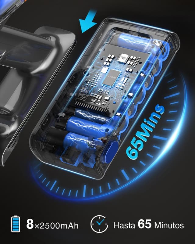 Thumbnail 2 de 48Kpa/580W/65Mins Aspiradora sin Cable, Aspiradora sin Cable de 1.6 L/Pantalla Táctil LED,Capa de Filtración de 8 Etapas, Autocargable,Autoportante,Adecuado para Suelos/Alfombras/Pelo de Animales