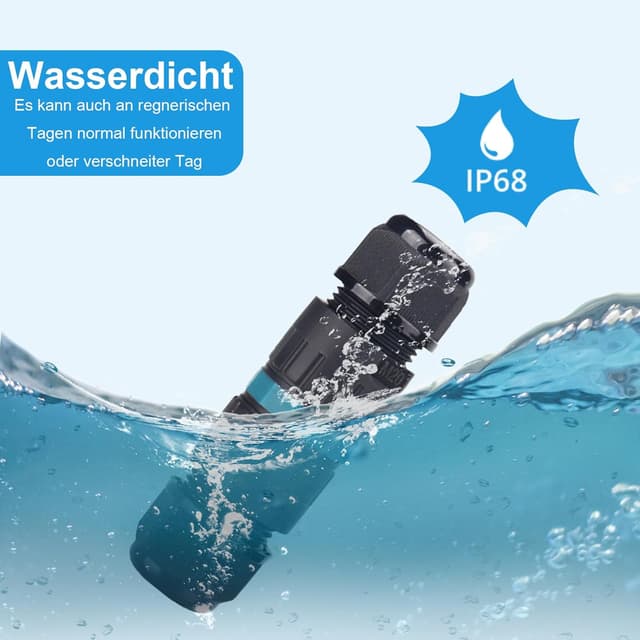 Detalle de Harewu wasserdichte Kabelverbinder IP68 (3-Polig) für Ø 9–14 mm Kabel – 3 Stück Außen-Verteilerdose