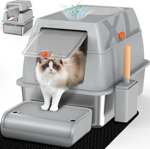 Detalle de Stainless Steel Cat Litter Box XL 59.4cm