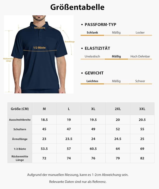 Detalle de SwissWell 2 pezzi polo uomo manica corta estiva traspirante per golf e tennis