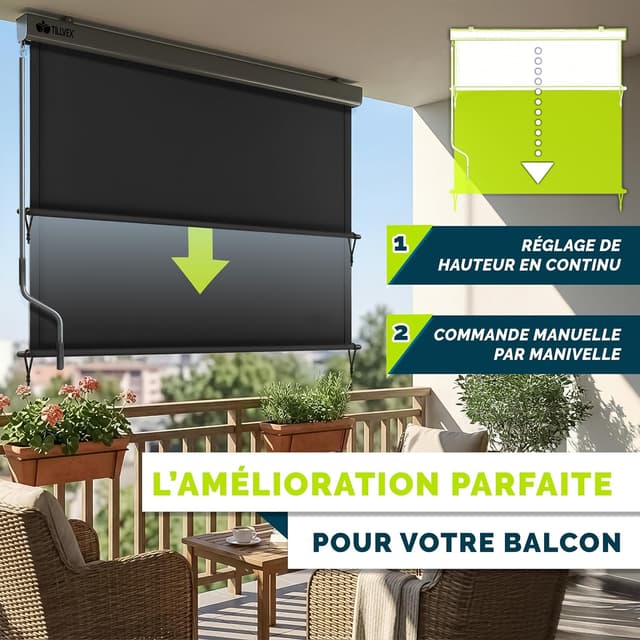 Detalle 2 de tillvex® Store vertical pour extérieur et intérieur 200 x 250 cm avec housse de protection