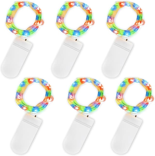 Detalle de JSDOIN Fairy Lights 6 Pack (2m, 20 LED) battery operated copper wire string lights – multicolour