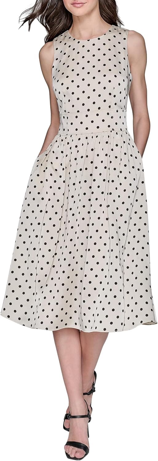 Detalle 2 de Karl Lagerfeld Polka Dot Sleeveless Midi Dress