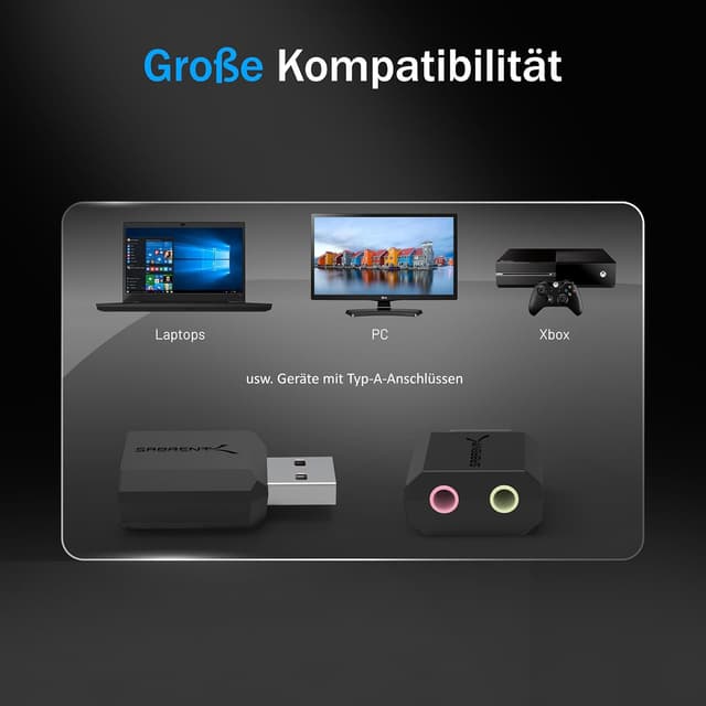 Detalle 2 de SABRENT AU-MMSA externe Soundkarte: USB auf 3,5-mm Klinke für Kopfhörer & Mikrofon