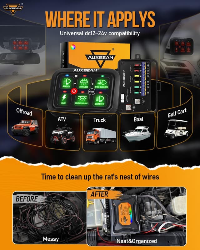 Thumbnail 5 de Auxbeam RA60 6-Gang RGB Switch Panel