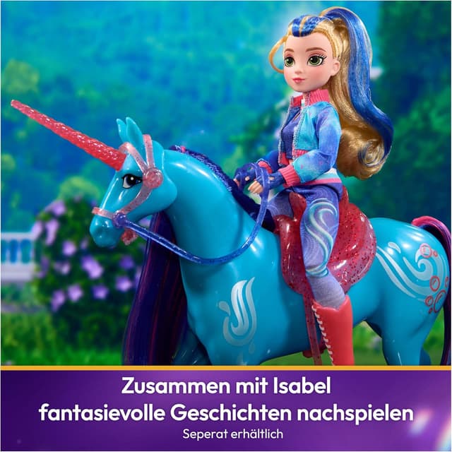 Detalle de Unicorn Academy Einhorn River (28 cm) – Original-Einhorn mit echter Mähne, abnehmbarer Ausrüstung & Bürste, ab 4 Jahren
