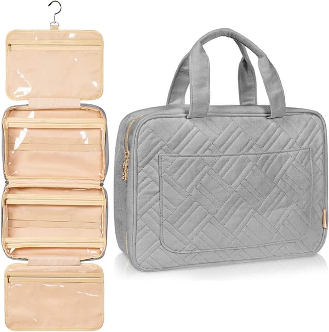 Detalle de BOACAY Large Hanging Travel Toiletry Bag (Women & Girls) – Makeup, Shower & Wash Organiser