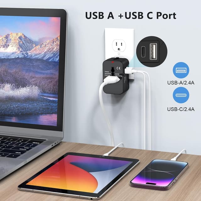 Detalle 1 de Amoner Adaptador de Viaje Universal USB