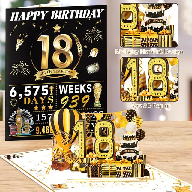 Detalle de 18th Birthday Card Pop Up 2008 Retro