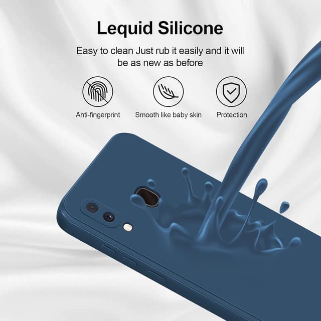 Detalle 2 de GiiYoon Liquid-Silicone-Hülle für Samsung Galaxy A20e – Rundumschutz mit weichem Mikrofaserfutter (blau)