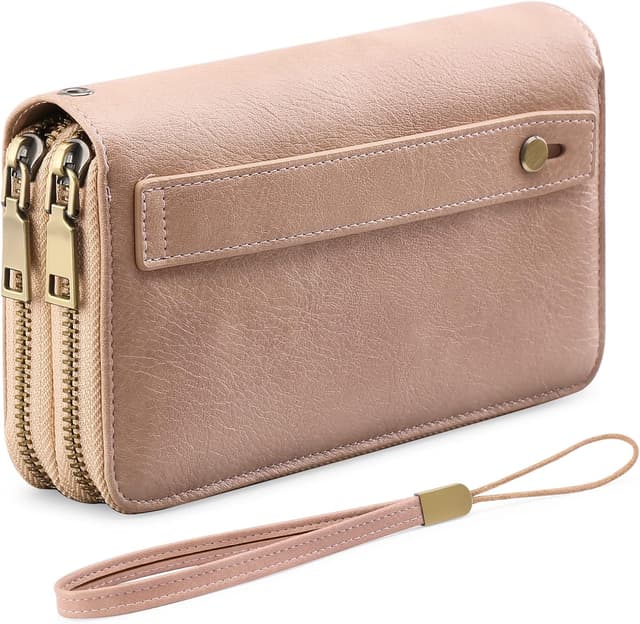Detalle de GAEKEAO Women’s Double-Zip Phone Clutch Wallet with RFID Blocking Wristlet Strap