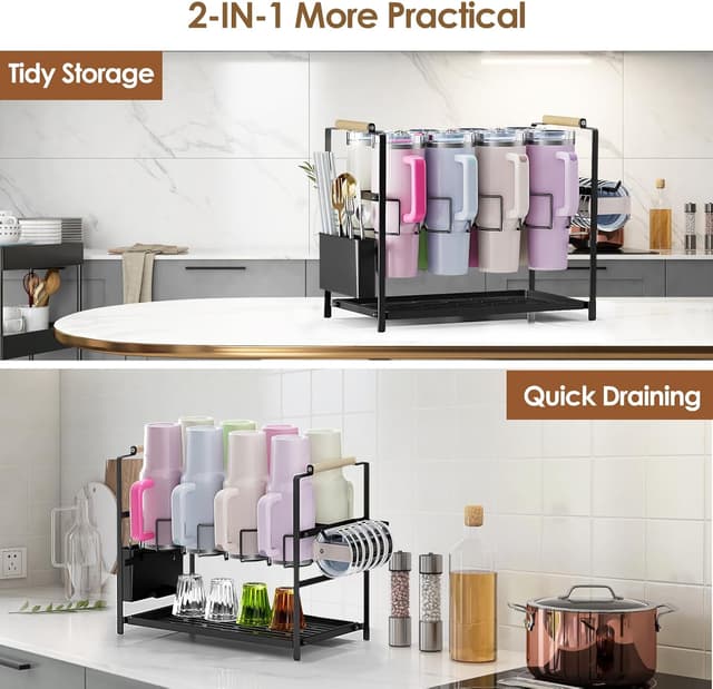 Thumbnail 6 de Housolution 8-Slot Tumbler Drying Rack for 40 oz Bottles