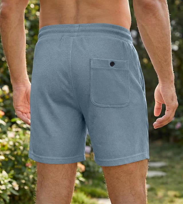 Detalle de JMIERR Men’s Waffle Knit Casual Shorts (5" or 7") with Elastic Waist & Drawstring Pockets