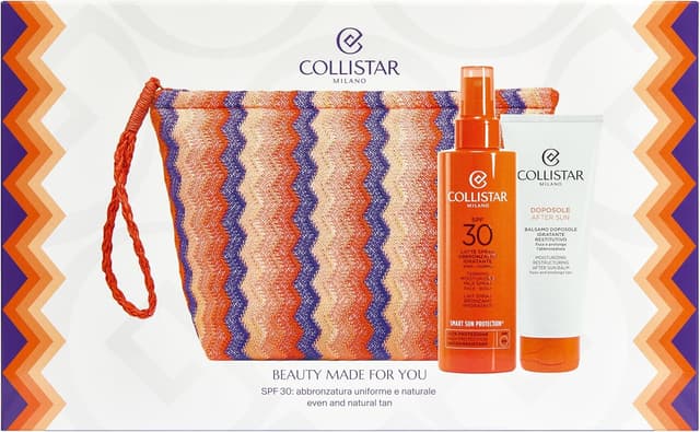 Detalle de Collistar Cofanetto Regalo Solare SPF30: Latte Spray Abbronzante Idratante 200 ml + Balsamo Doposole 100 ml con pochette