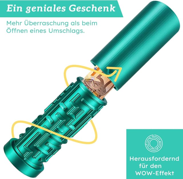 Detalle 2 de Anruzon Upgrade Wunscherfüller Geldgeschenk- Labyrinthbox in Blau-Grün (10 x 4 cm)
