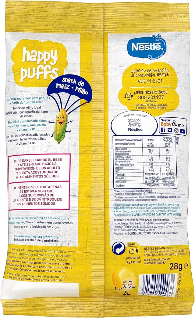 Thumbnail 1 de Nestlé Happy Puffs Maíz Natural - Snack Infantil 7x28g 🌽
