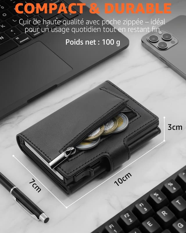 Thumbnail 4 de TEEHON Portefeuille RFID compact 10,5 cm đ