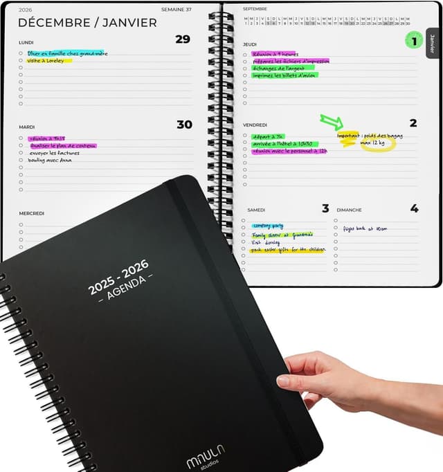 Detalle de Schülerkalender 2026 A4 Wochenansicht – Wochenplaner mit Notizbereich (Juli 2025 bis Dezember 2026)