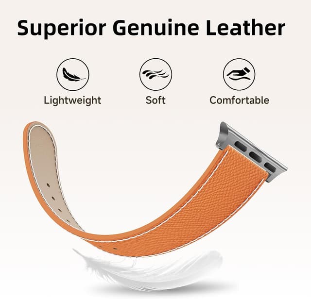 Detalle de Designer Leather Straps for Apple Watch (49mm–38mm) with Magnetic H-Shaped Buckle