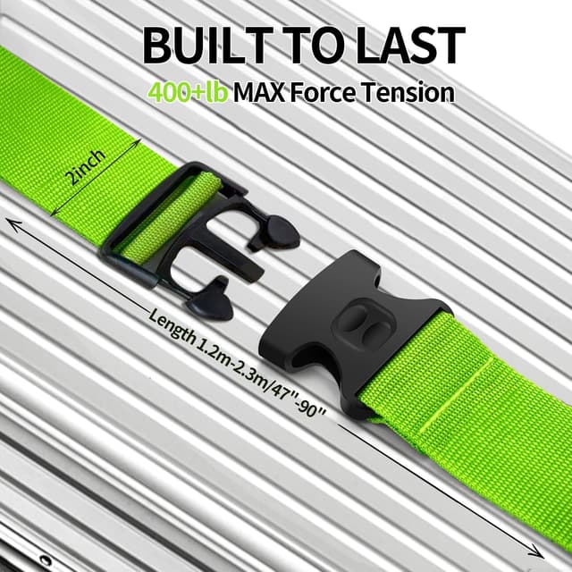 Detalle 2 de BILIONE Lockable Adjustable Luggage Straps (2-Sky Blue) with Bag Connector, 4-Pack