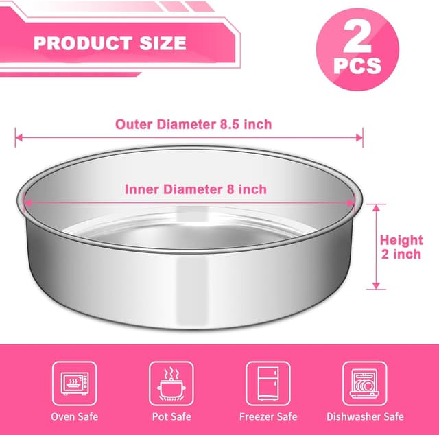 Thumbnail 1 de 8 Inch Stainless Steel Cake Pans Set of 2 🍰