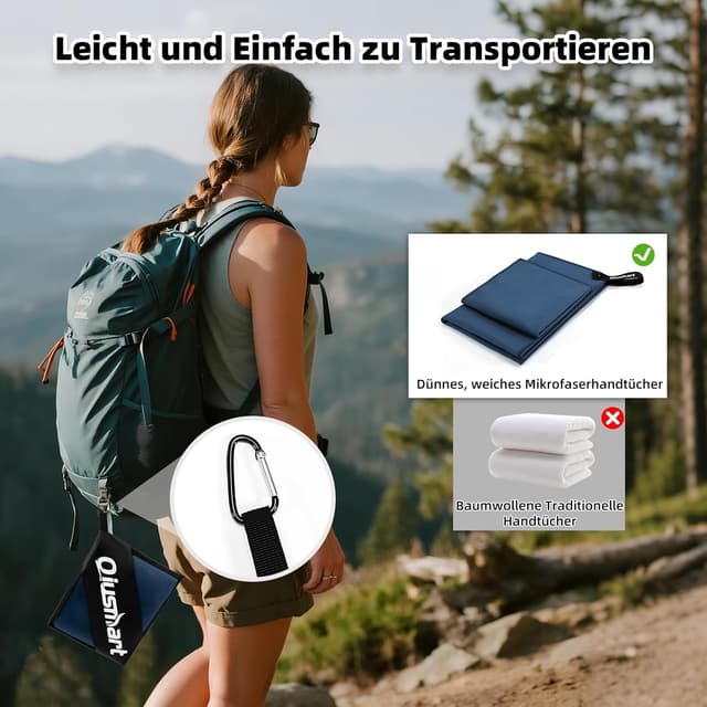 Detalle 2 de Qiusmart Mikrofaser Handtuch Set 50x100