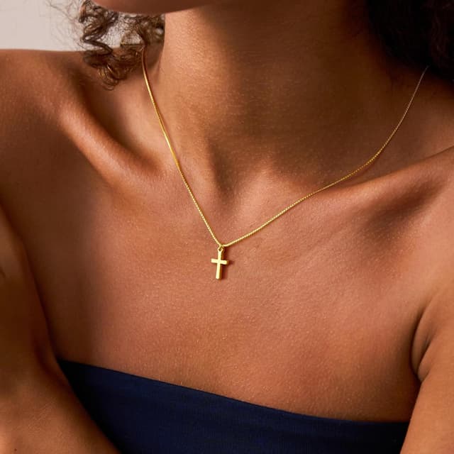 Detalle 2 de TINGN Kreuz Kette Gold Damen 14K