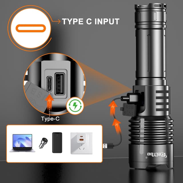 Thumbnail 6 de Relybo Torch 500000 lumen rechargeable flashlight 🔦