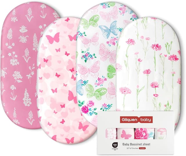 Detalle de GLLQUEN BABY lot de 4 draps-housses pour couffin, microfibre Oeko-tex 100