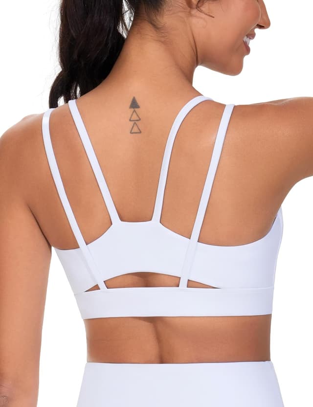 Detalle de THE GYM PEOPLE Soutien-gorge de sport à bretelles spaghetti avec bretelles rembourrées (pour femme)