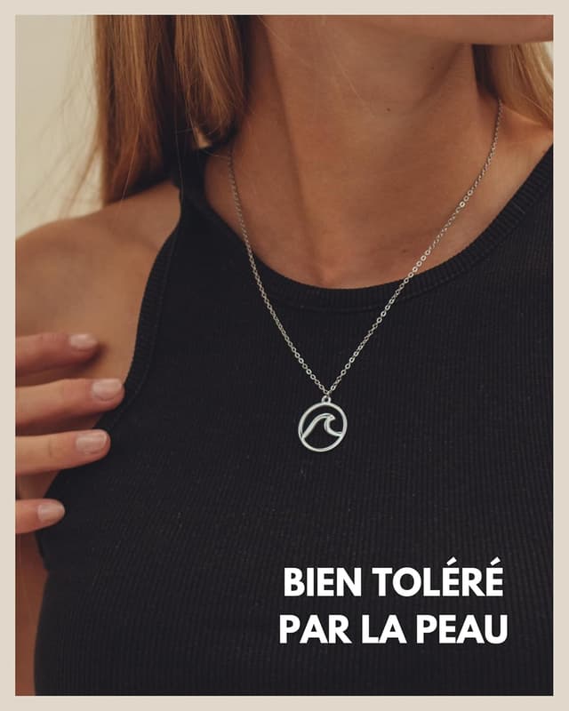 Detalle de Good.Designs Collier pour femme avec pendentif vague rond, 45 cm